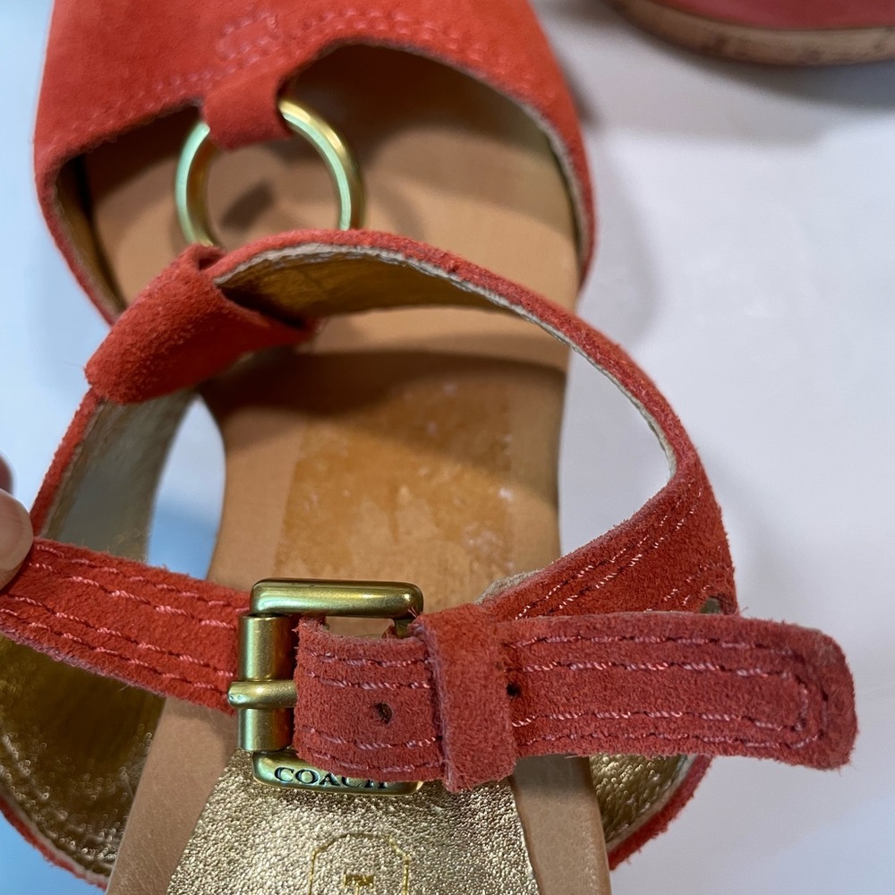 Coach Shoes 8.5 Tulip Platform Suede Leather Sandals Coach - Picture 11 of 15